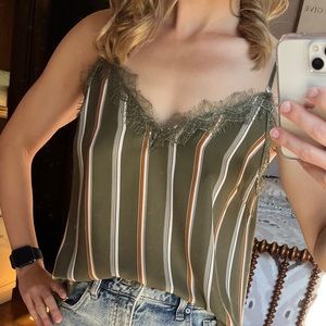 Boutique Stripped Green Tank - S